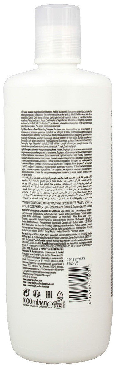 Champú Purificante Bonacure Clean Balance Tocopherol 1000ml Schwarzkopf Professional