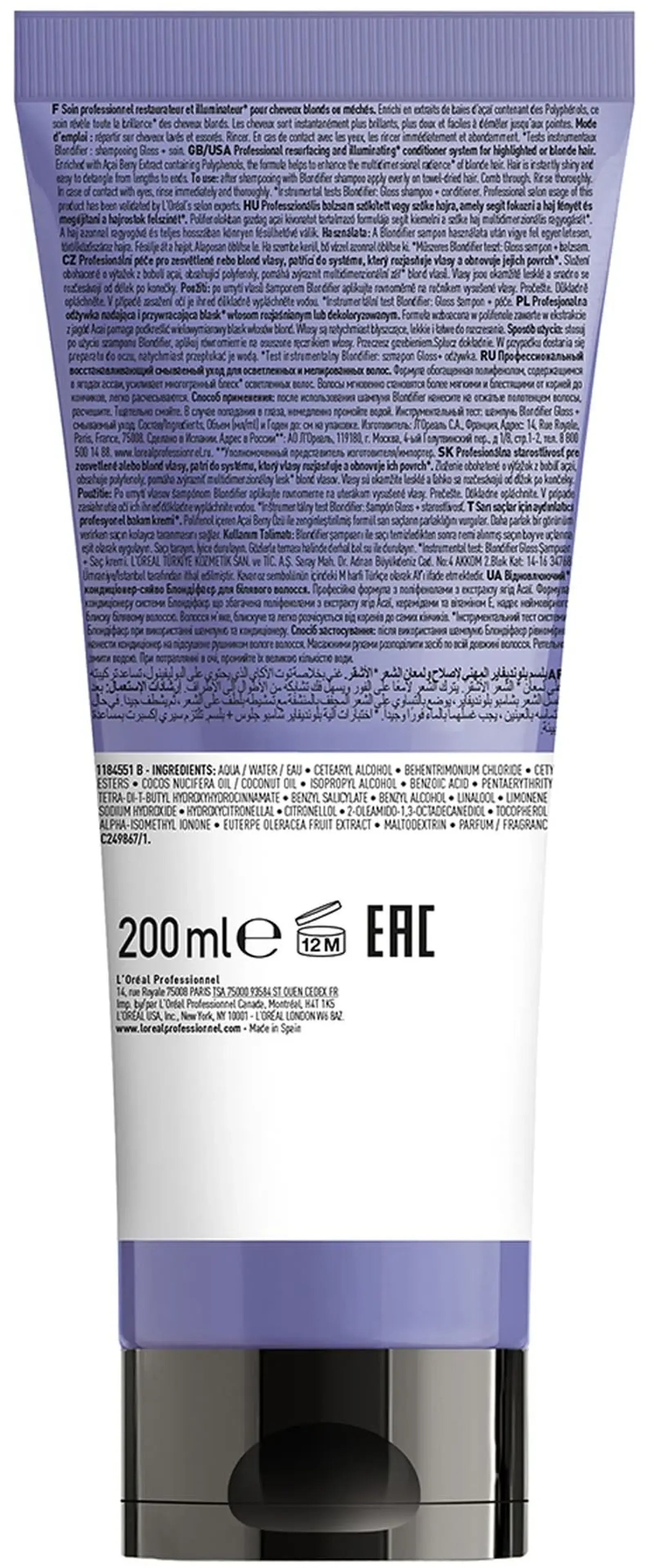 Acondicionador Blondifier Gloss Iluminador y Neutralizante L`Oréal Serie Expert