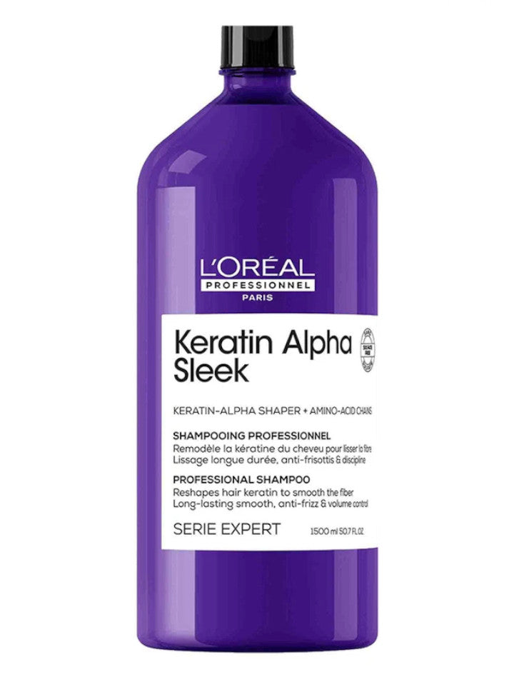 L’Oréal Professionnel Keratin Alpha Sleek Champú Antiencrespamiento 1500 ml