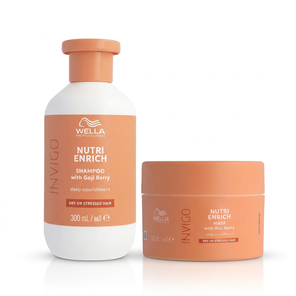 Pack Wella Invigo Nutri-Enrich champú 300 ml y mascarilla 150 ml para cabello seco