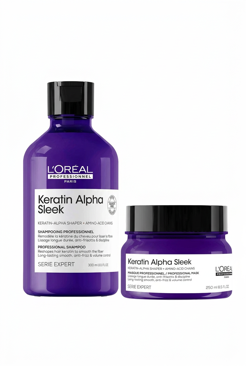 Pack L’Oréal Keratin Alpha Sleek Champú 300 ml + Mascarilla 250 ml