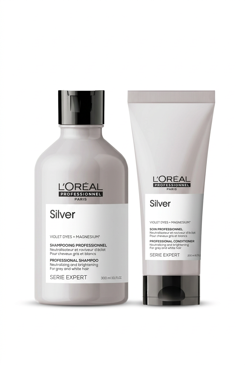 Pack L’Oréal Silver Champú 300 ml + Acondicionador 200 ml para Canas
